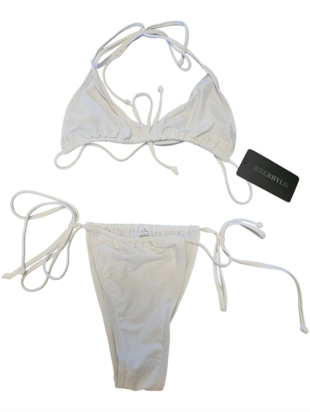 Sherrylo White String Triangle Top Bikini  Size L
